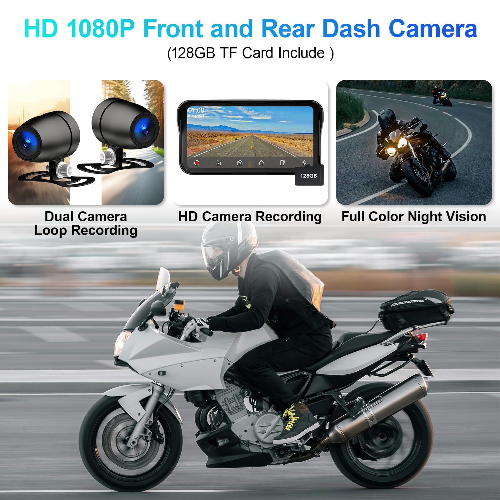 Lbw Portable Motorcycle Dash Cam, Wireless Motorcycle Carplay & Android Auto, Motorbike Tpms Gps Navigation, 6.25'' Ip67 Waterpr